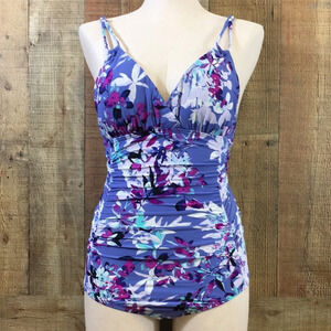 3/$20 Calvin Klein Swimwear Womens 8 Purple‎ Pink Floral Beach Summer One Piece
